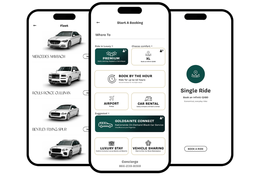 Three phones Goldsainte app